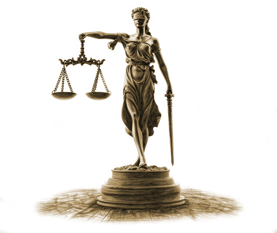 Justitia-Figur mit Waage – berufsrechtliche Angaben